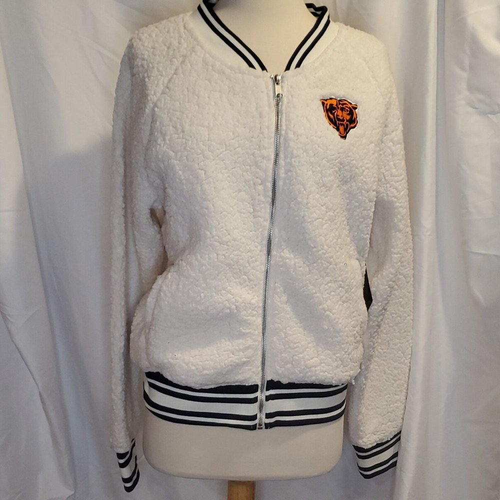 NWT Chicago Bears NFL Full-Zip Sherpa Jacket White Size Medium New With Tags